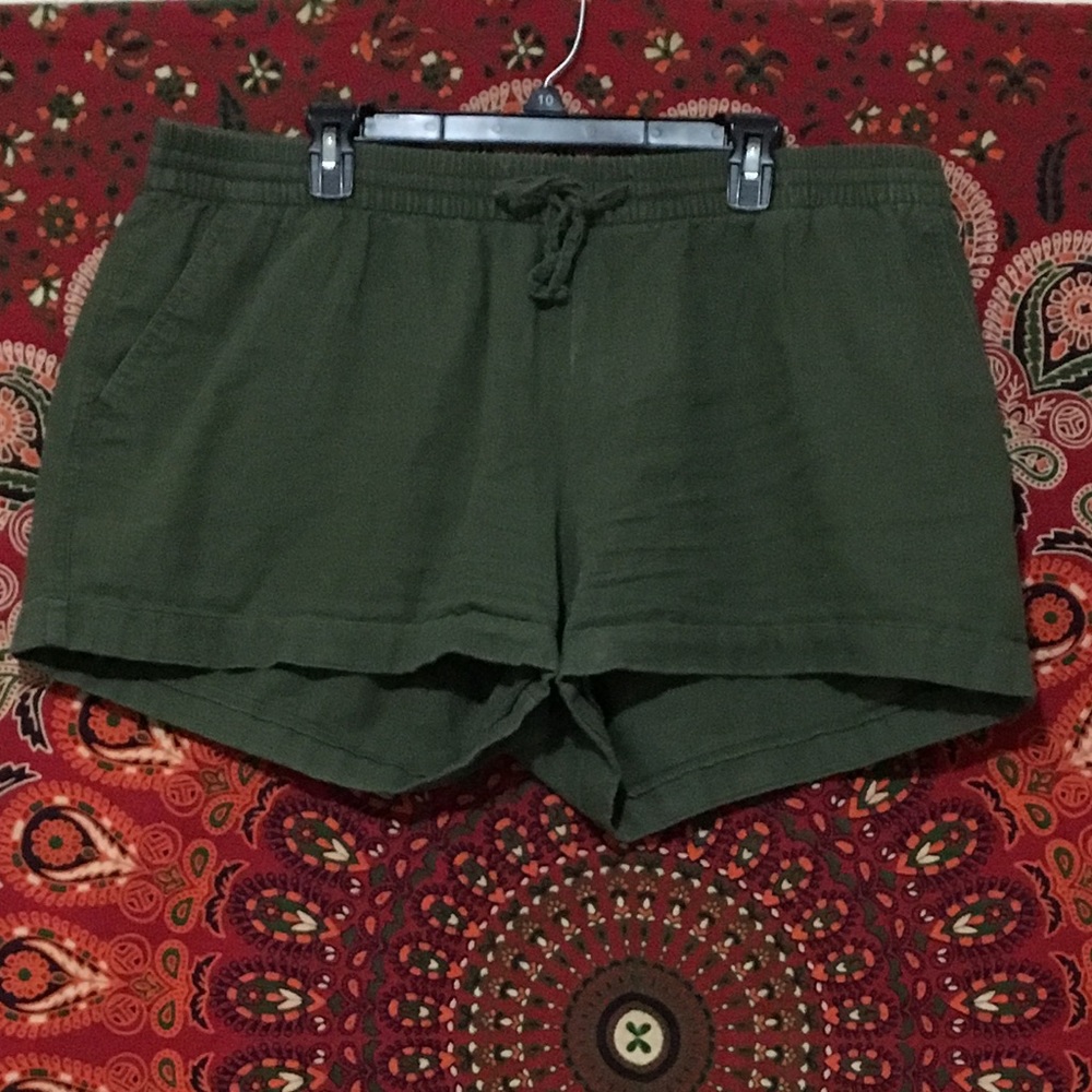 [Old Navy] Dark Green Linen Shorts